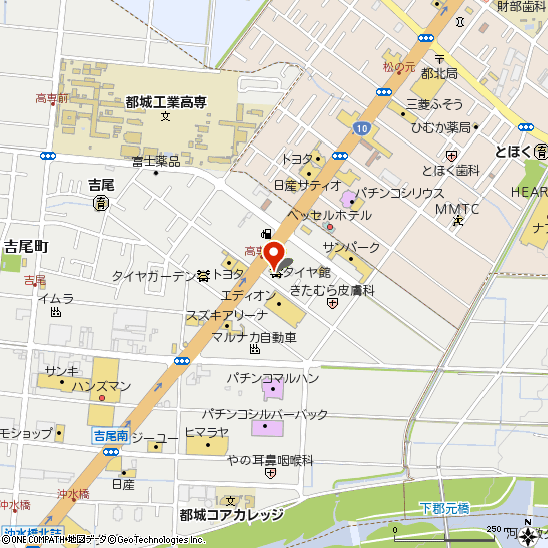 タイヤ館都城付近の地図